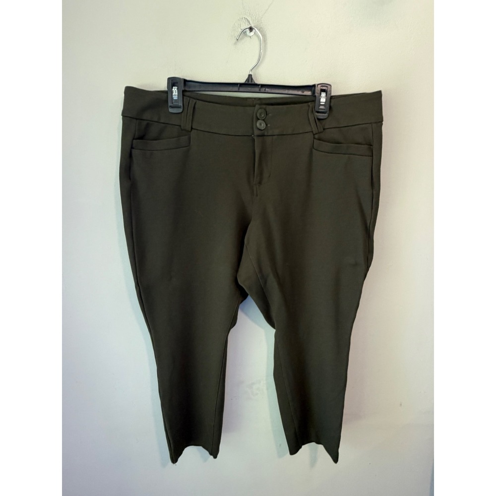 Torrid Women 16 Olive Green Cropped Tapered Dress Pants Stretch Career Casual